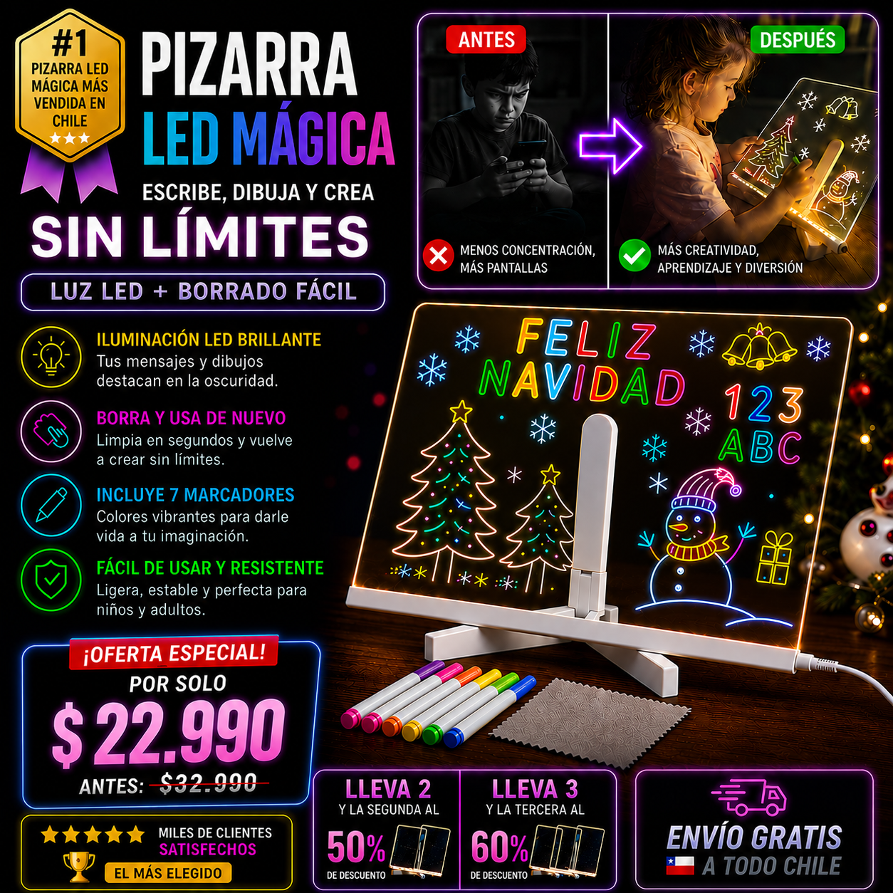 LumiDraw™ Pizarra LED Mágica