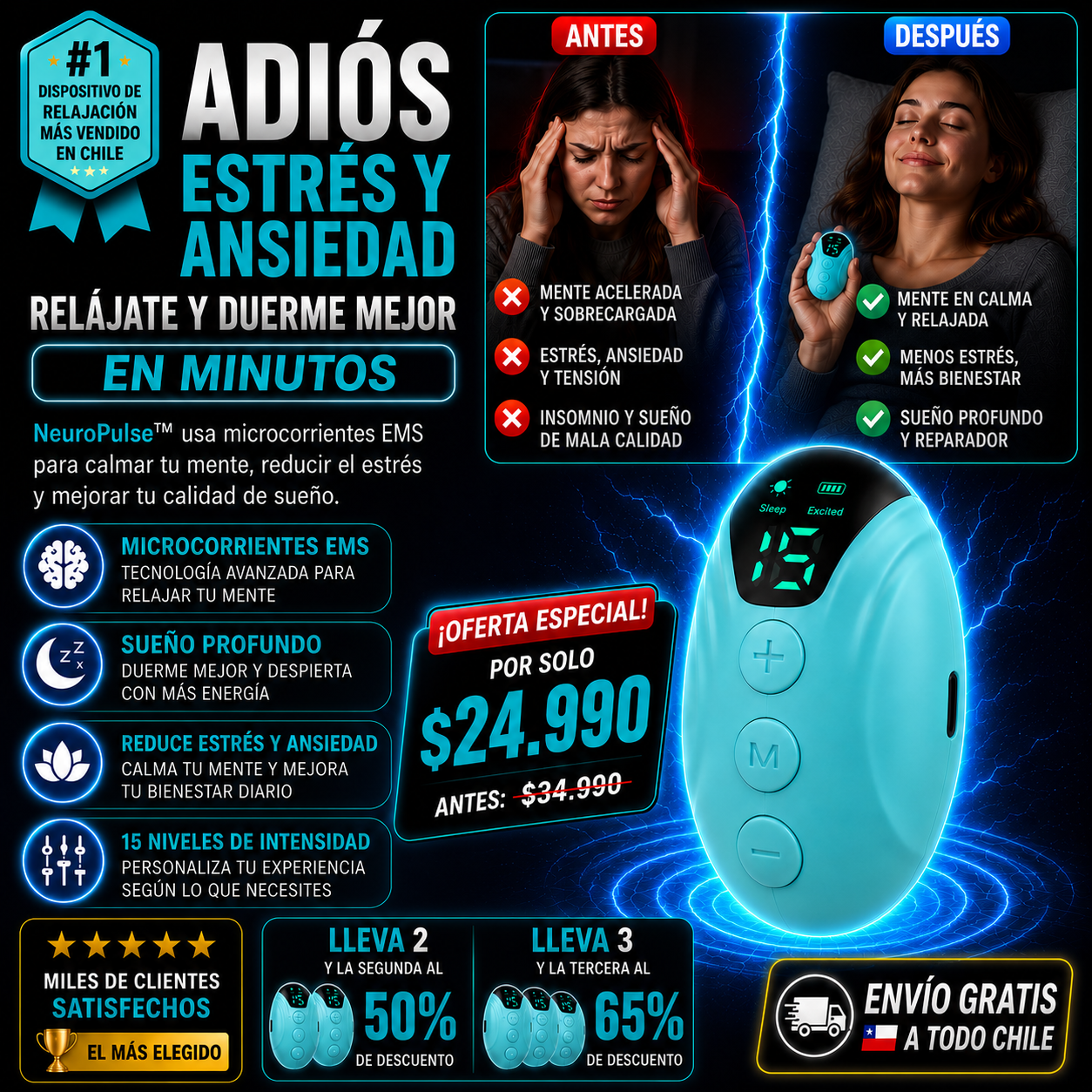 NeuroPulse™ Tecnología Inteligente de Relajación